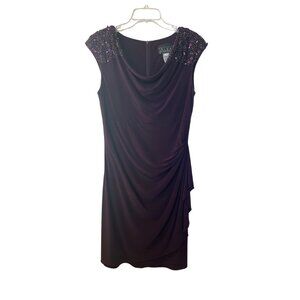 Alex Evenings Dark Purple Cocktail Dress – Size 12